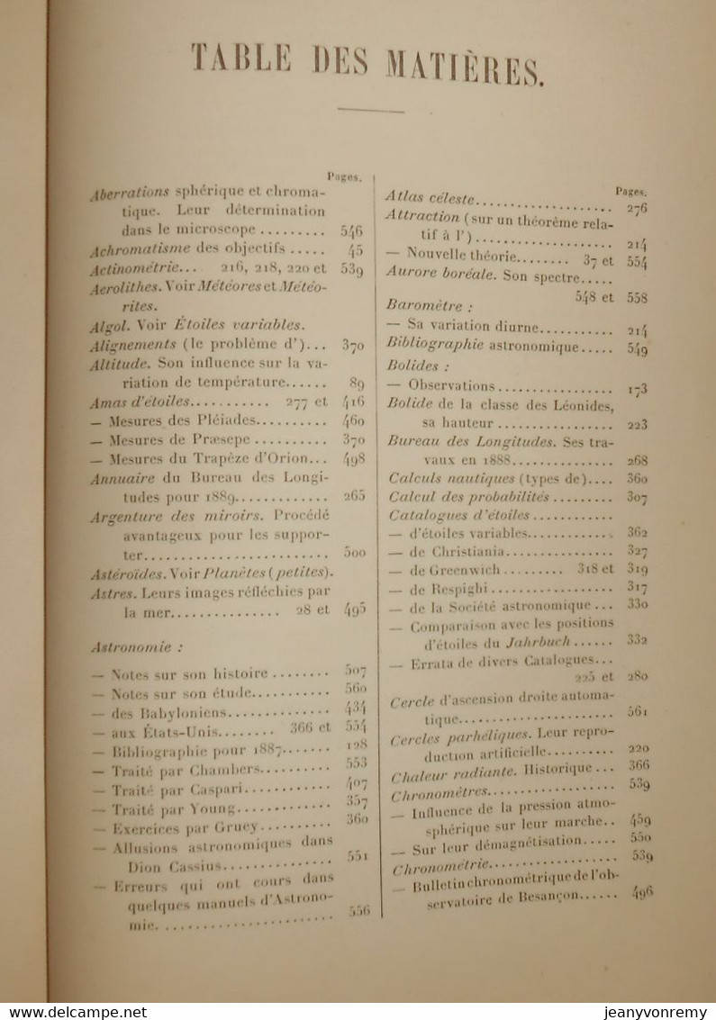 Bulletin Astronomique. Félix Tisserand. Tome VI.1889. - Astronomie