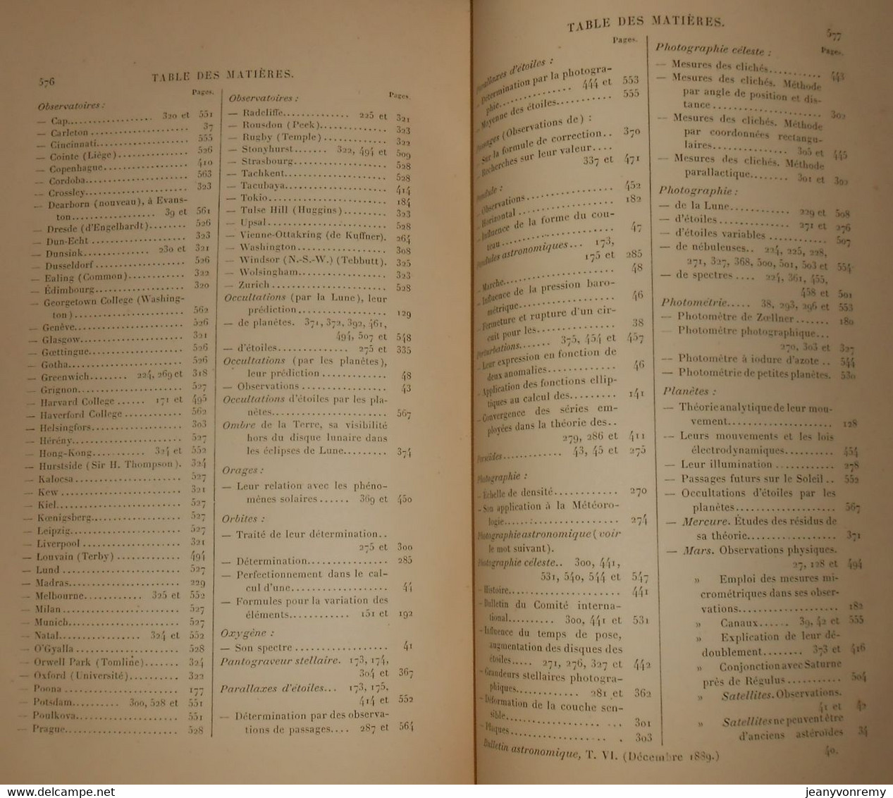 Bulletin Astronomique. Félix Tisserand. Tome VI.1889.