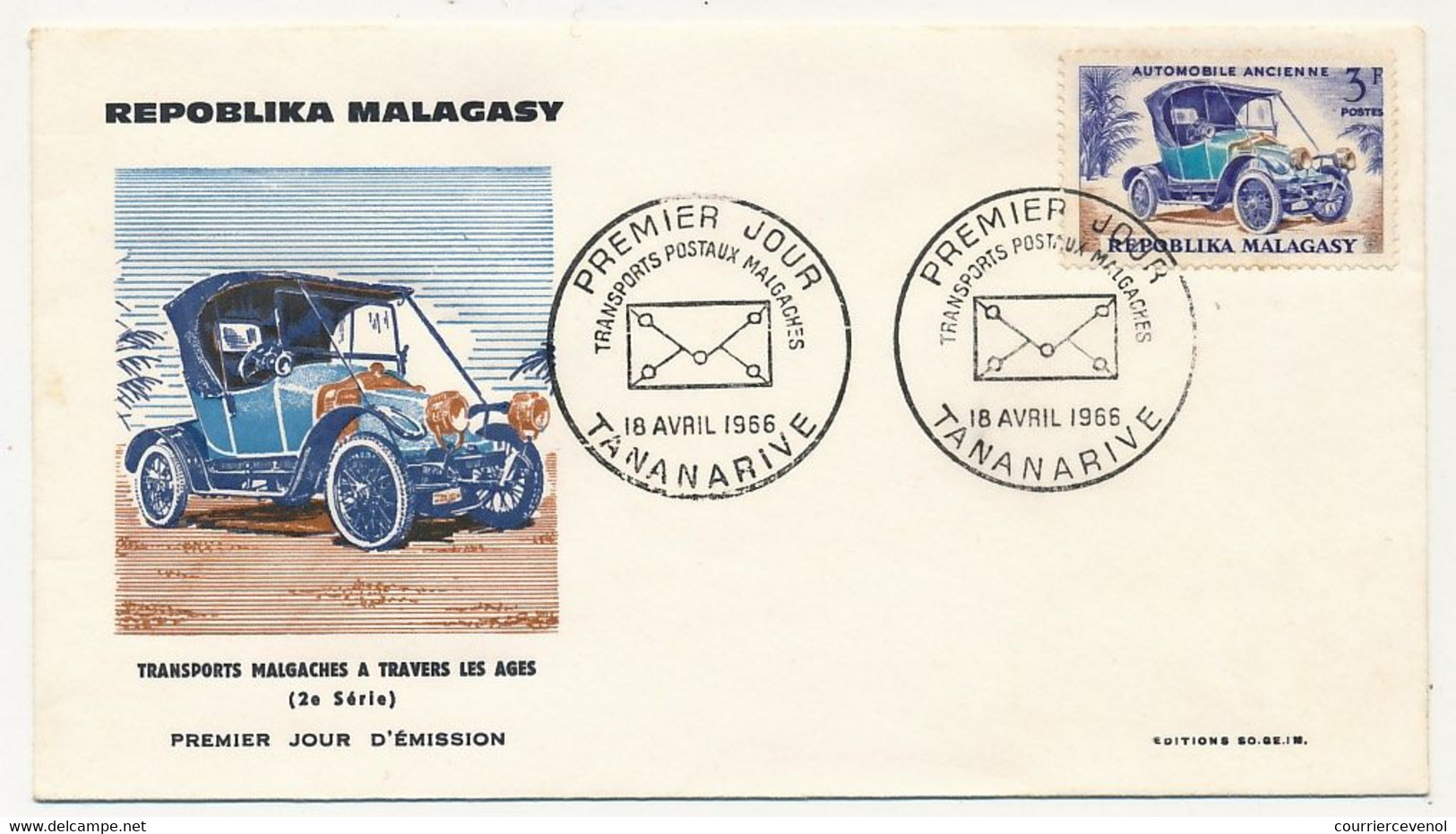 MADAGASCAR - 4 Enveloppes FDC - Transports Postaux Malgaches - Tananarive - 18 Avril 1966 - Madagaskar (1960-...)