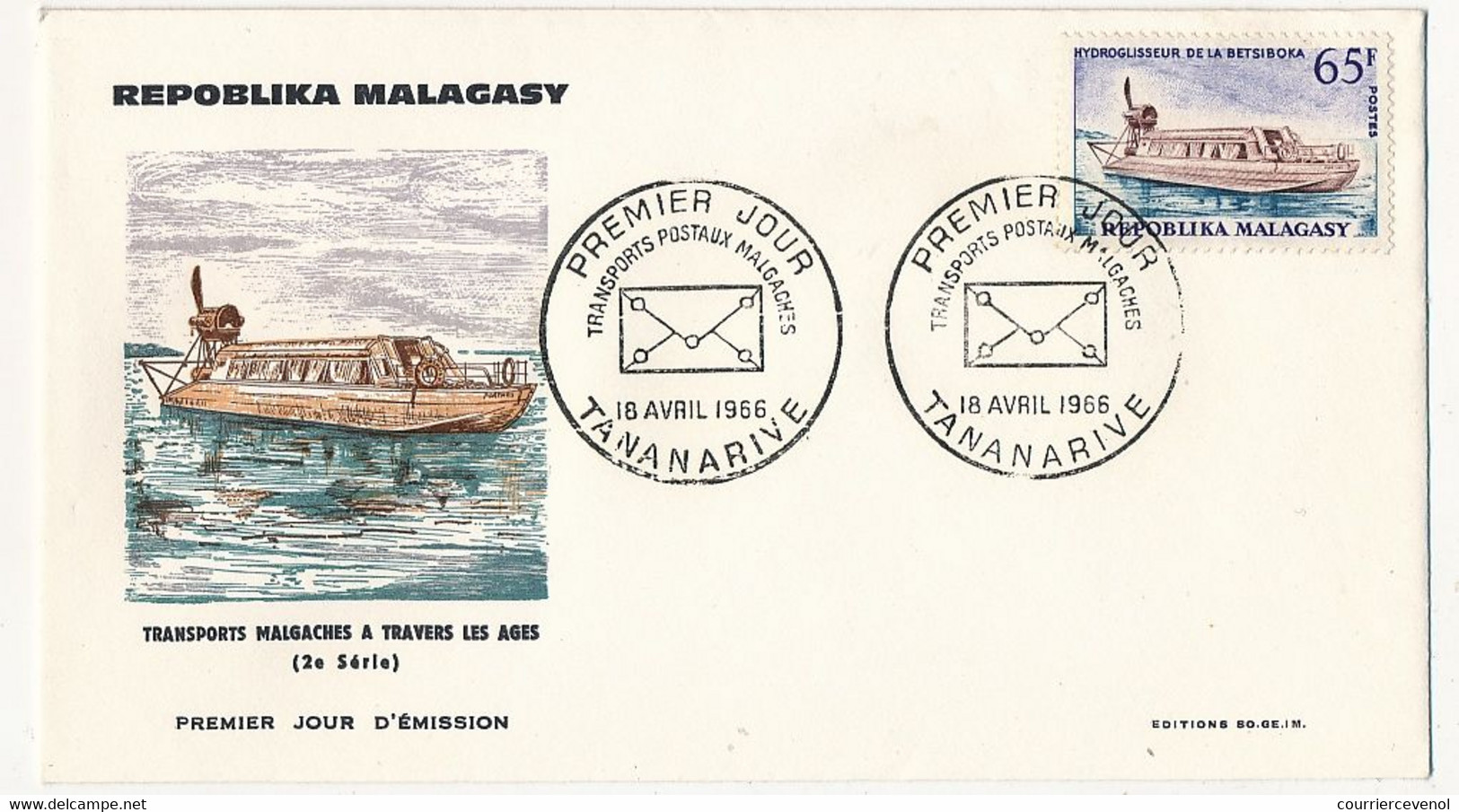 MADAGASCAR - 4 Enveloppes FDC - Transports Postaux Malgaches - Tananarive - 18 Avril 1966 - Madagaskar (1960-...)