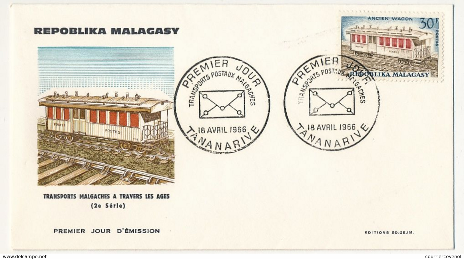 MADAGASCAR - 4 Enveloppes FDC - Transports Postaux Malgaches - Tananarive - 18 Avril 1966 - Madagascar (1960-...)