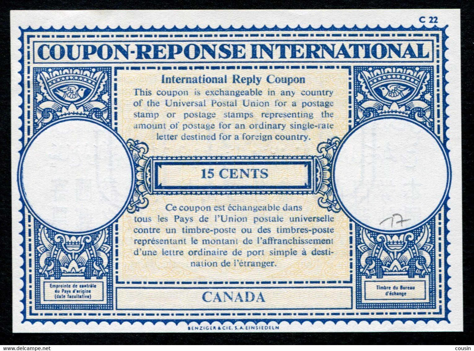 CANADA  International Reply Coupon / Coupon Réponse International - Antwortcoupons