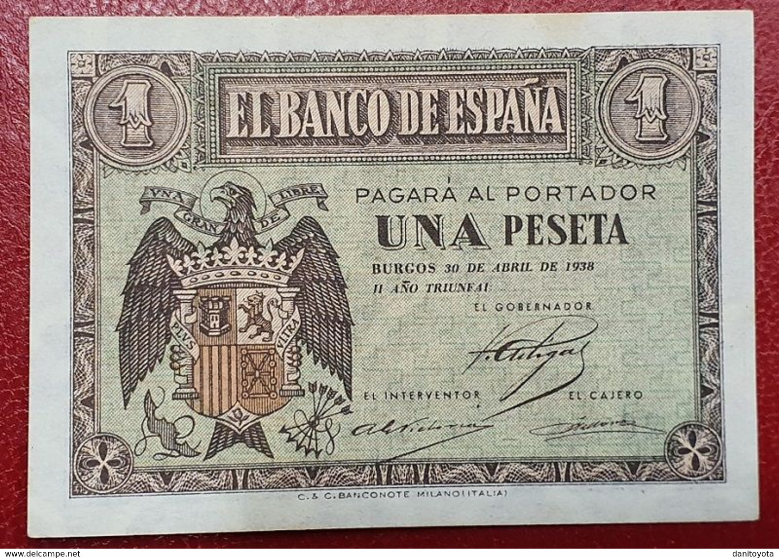 ESPAÑA.  EDIFIL 428b. 1 PTA 30 DE ABRIL DE 1938 SERIE N.  CONSERVACIÓN EBC. - 1-2 Peseten