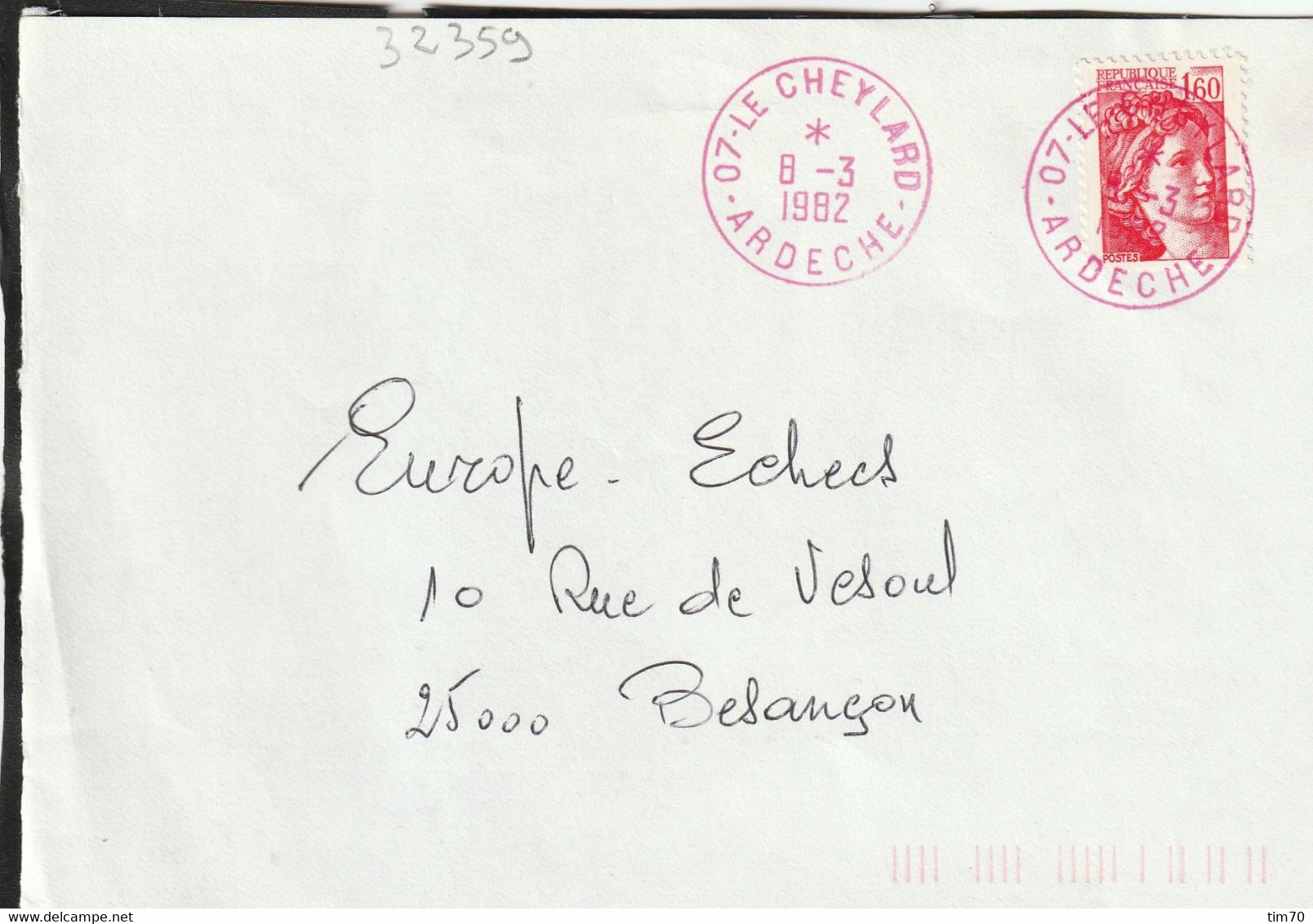 CAD  ROUGE   SUR  DEVAN DE LETTRE / N°  2187    07 - LE  CHEYLARD - 1961-....