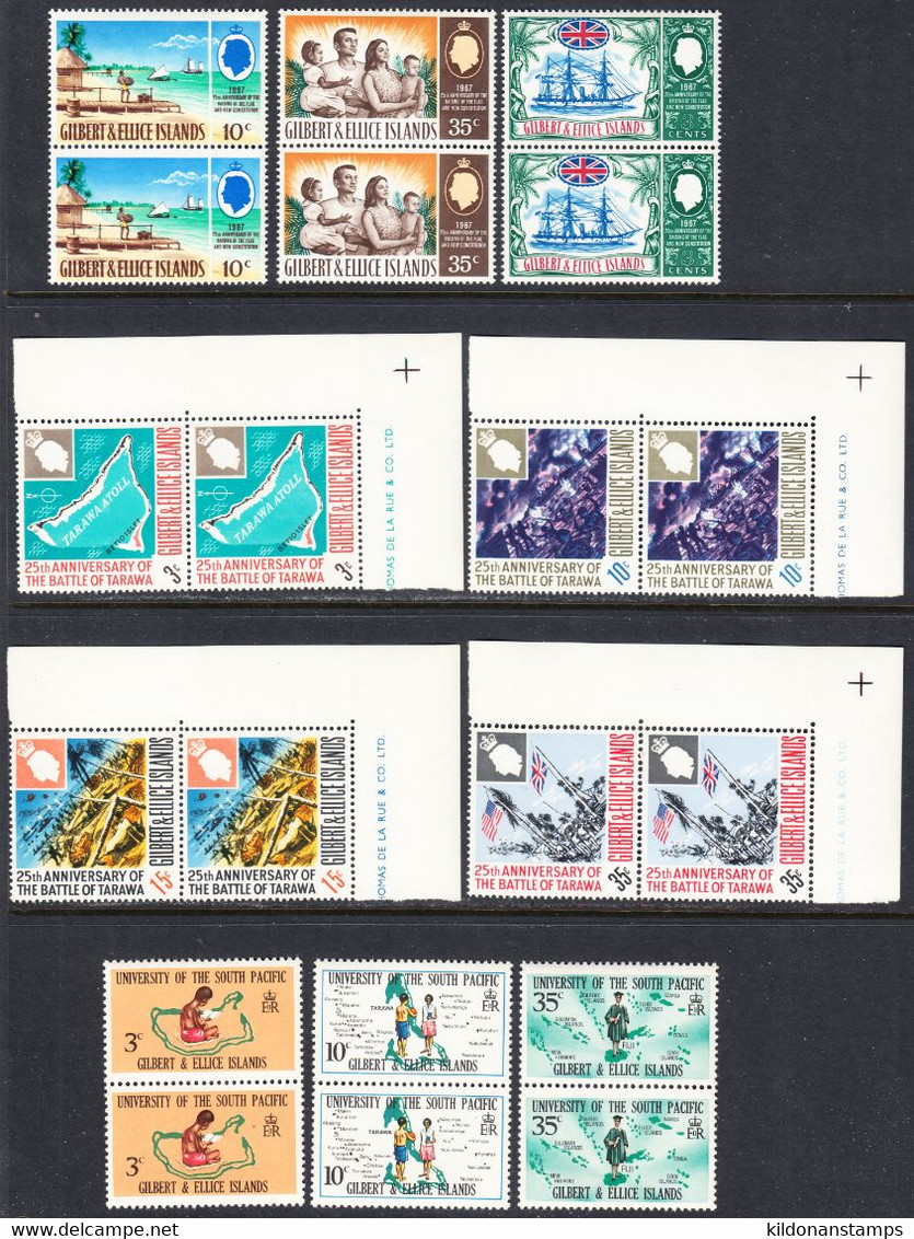 Gilbert & Ellice Islands 1967-69 Mint No Hinge, Pairs, Sc# 132-134,150-156 - Isole Gilbert Ed Ellice (...-1979)