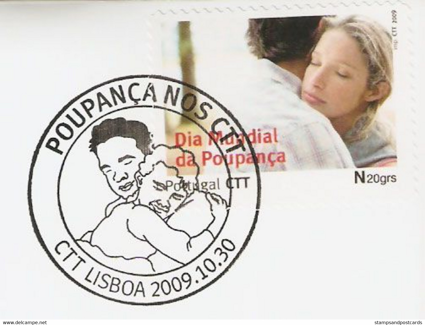 Portugal Lettre Timbre Personnalisé Journée Mondiale D'Epargne 2009 Cover Personalized Stamp And Event Pmk Savings Day - Covers & Documents