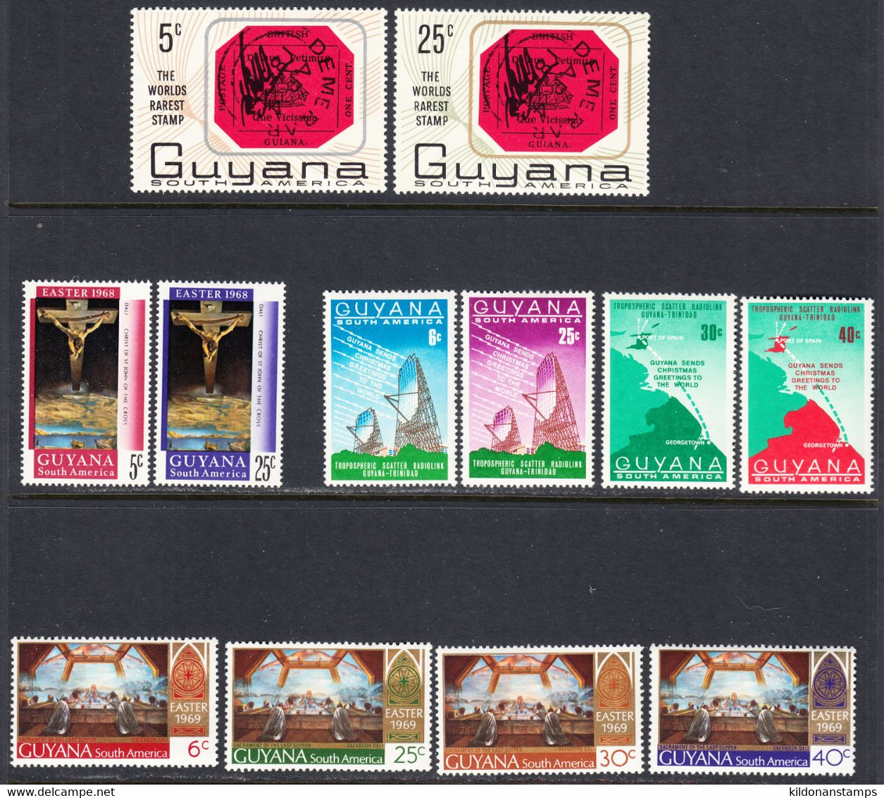Guyana 1967-70  Mint No Hinge, Sc# 26-27,54-55,64-67,87-90 - Guyane (1966-...)