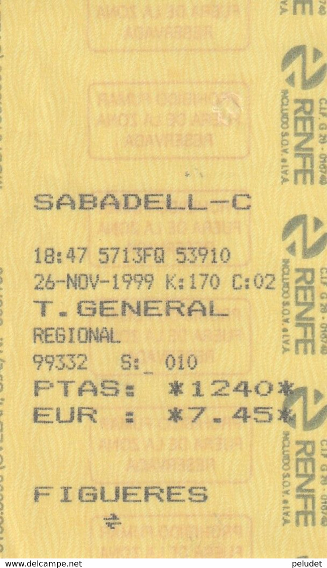 España Espagne Spain - Renfe Regional - Sabadell-C - Figueres - 1999 - Europe