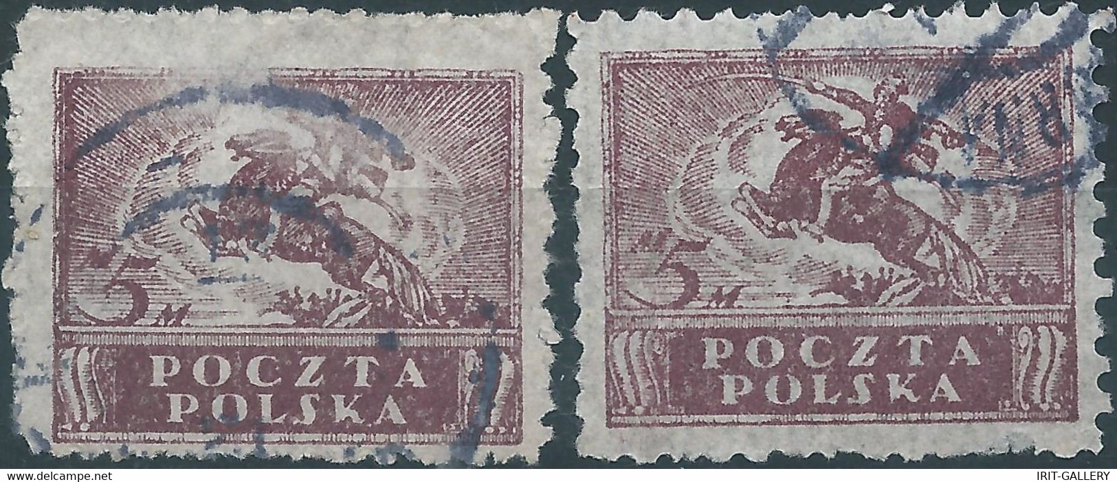 POLONIA-POLAND-POLSKA,1919 North Poland Issues,2x 5M Violet,Obliterated - Used Stamps