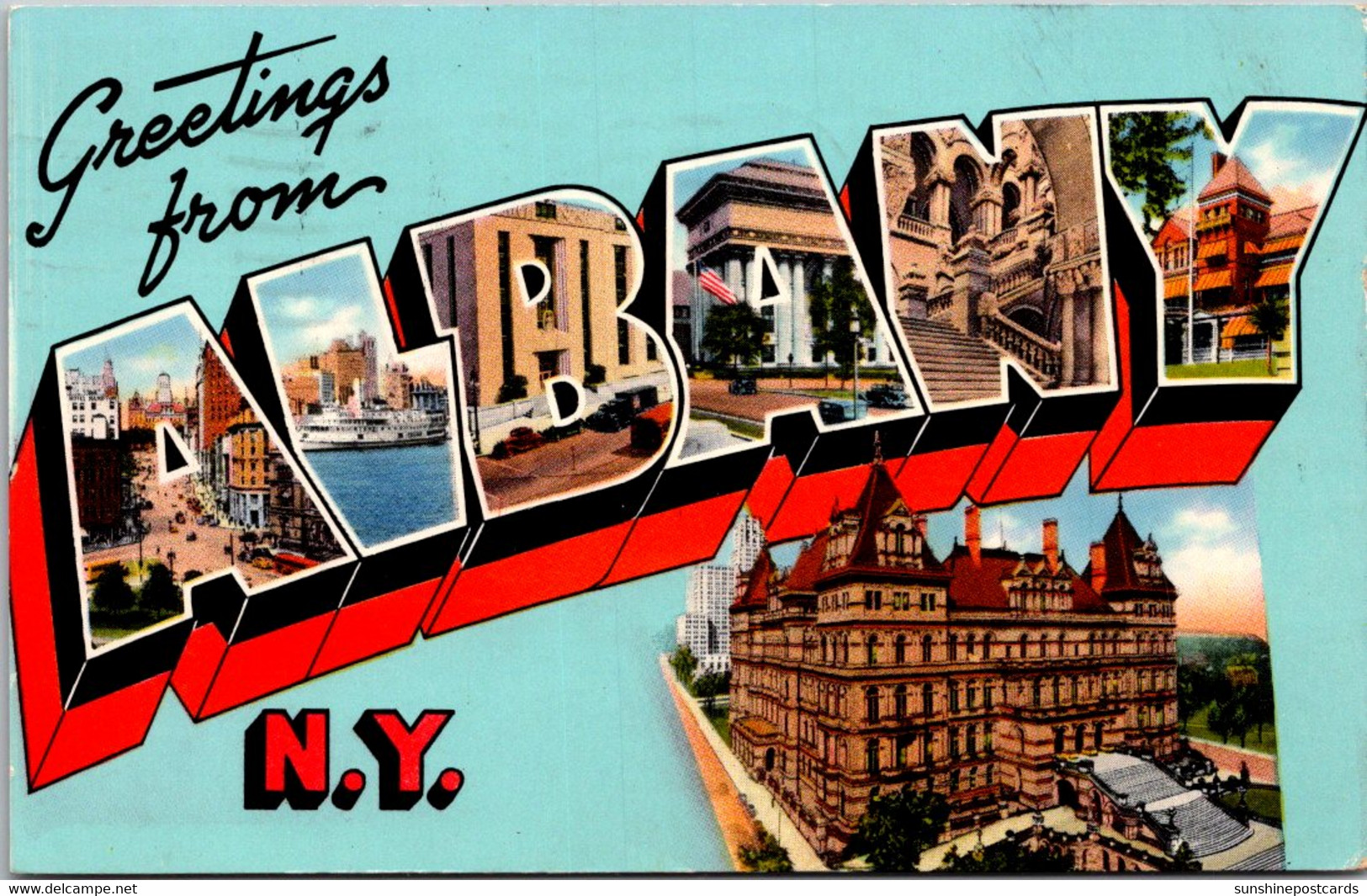 New York Greetings From Albany Large Letter Chrome 1964 - Albany