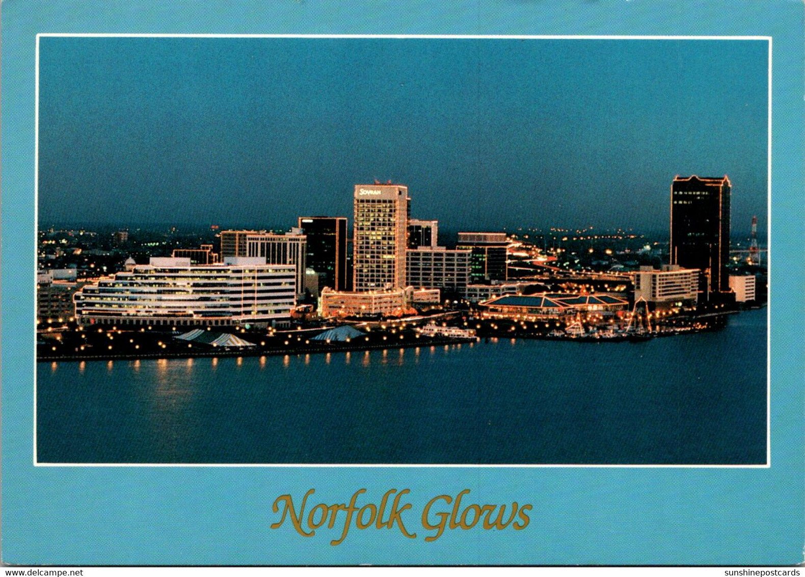 Virginia Norfolk Waterfront Skyline At Night - Norfolk