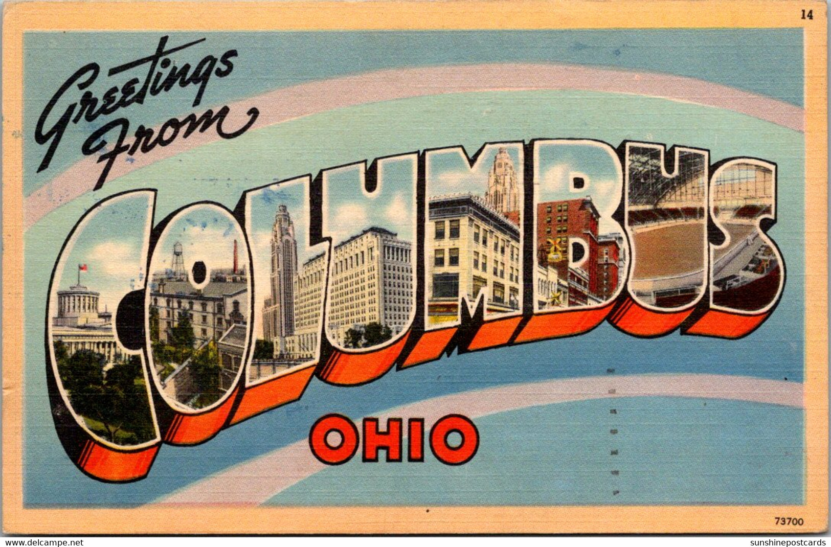 Ohio Greetings From Columbus Large Letter Linen 1943 - Columbus