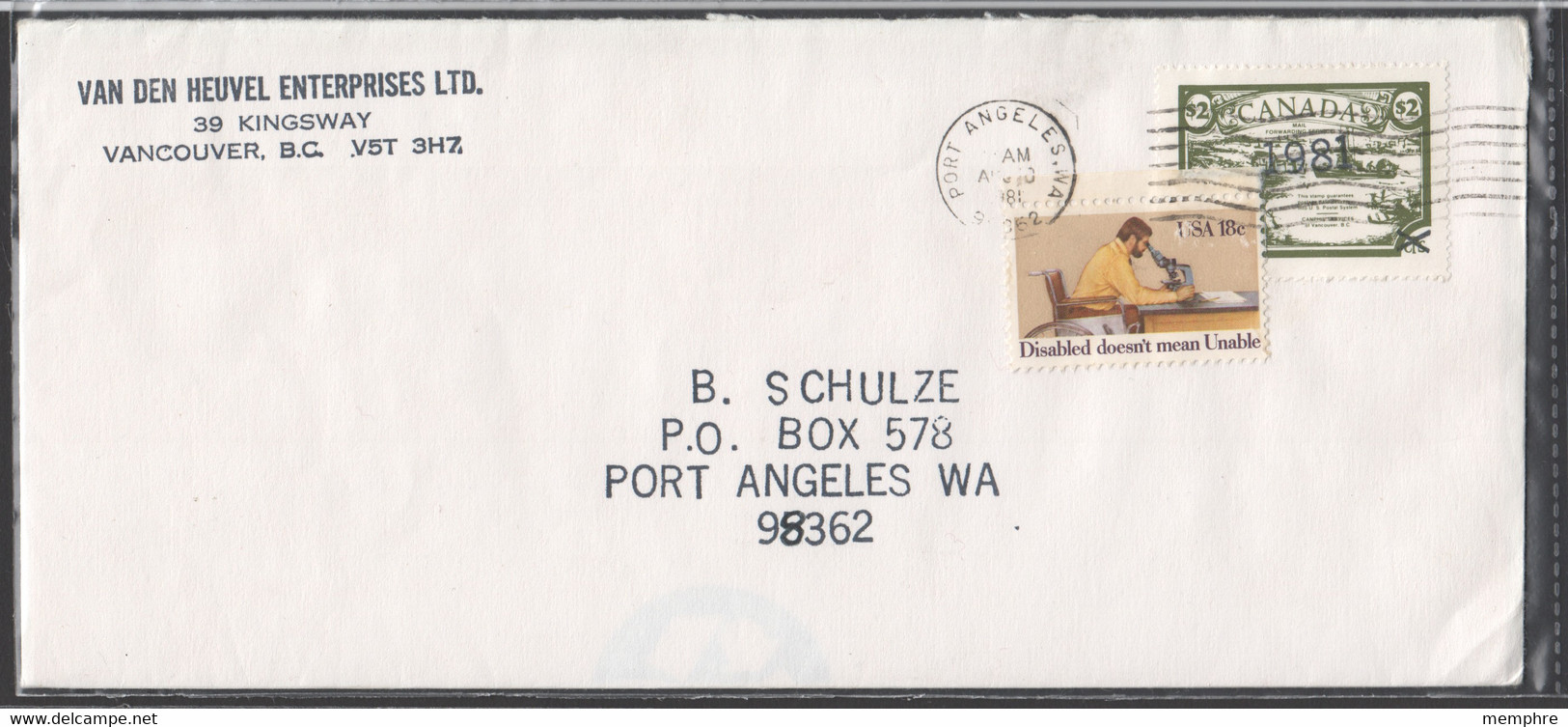 1981  Canphil Services Vancouver BC To Blaine WA  $2 Postal Strike Cover - Vignettes Locales Et Privées