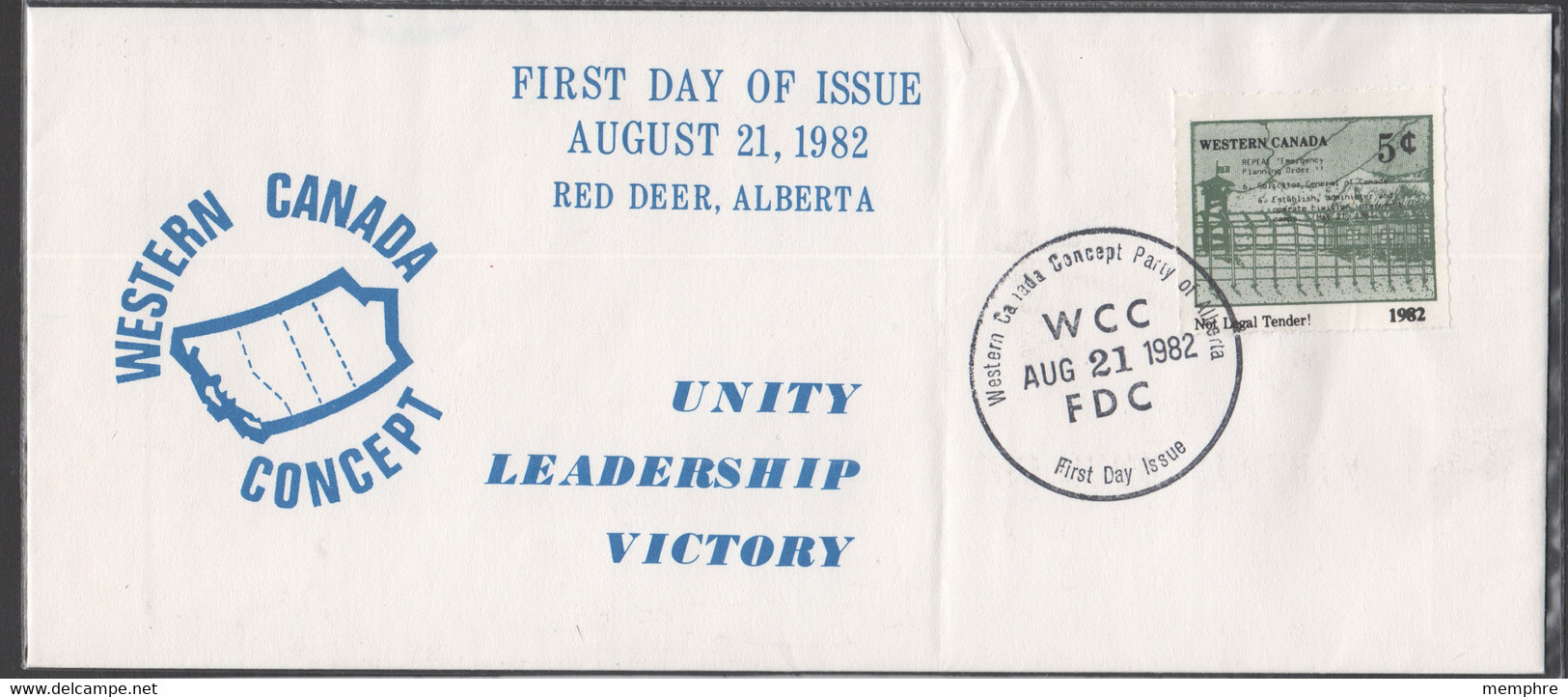 1982  Western Canada   Concept (Precursor To The Reform Party) Red Deer AB  FDC - Werbemarken (Vignetten)