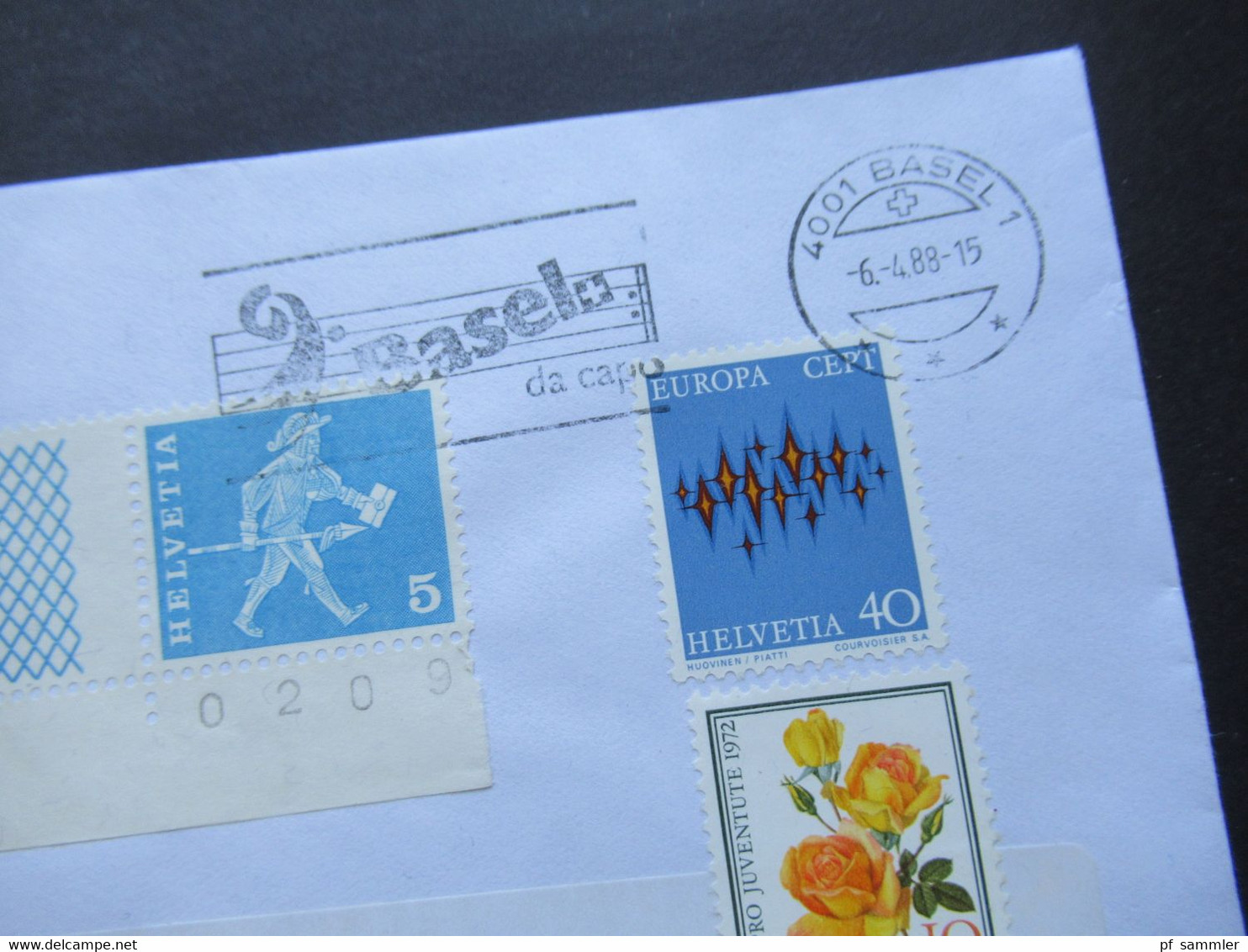 Schweiz 1960 Freimarken Postgeschichtliche Motive Nr.696 Kehrdruck Mit Zierfeld (KZ) Und Druckdatum Verwendet 1988 - Lettres & Documents