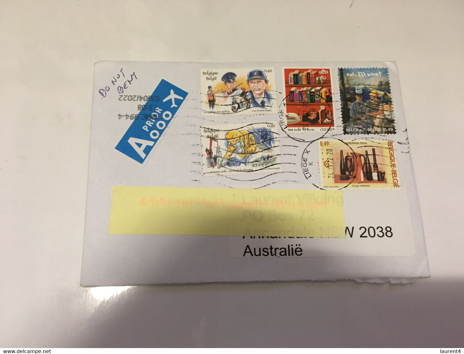 (3 H 9) Belgium Posted To Australia During COVID-19 Pandemic - Many Stamps - Lettres & Documents