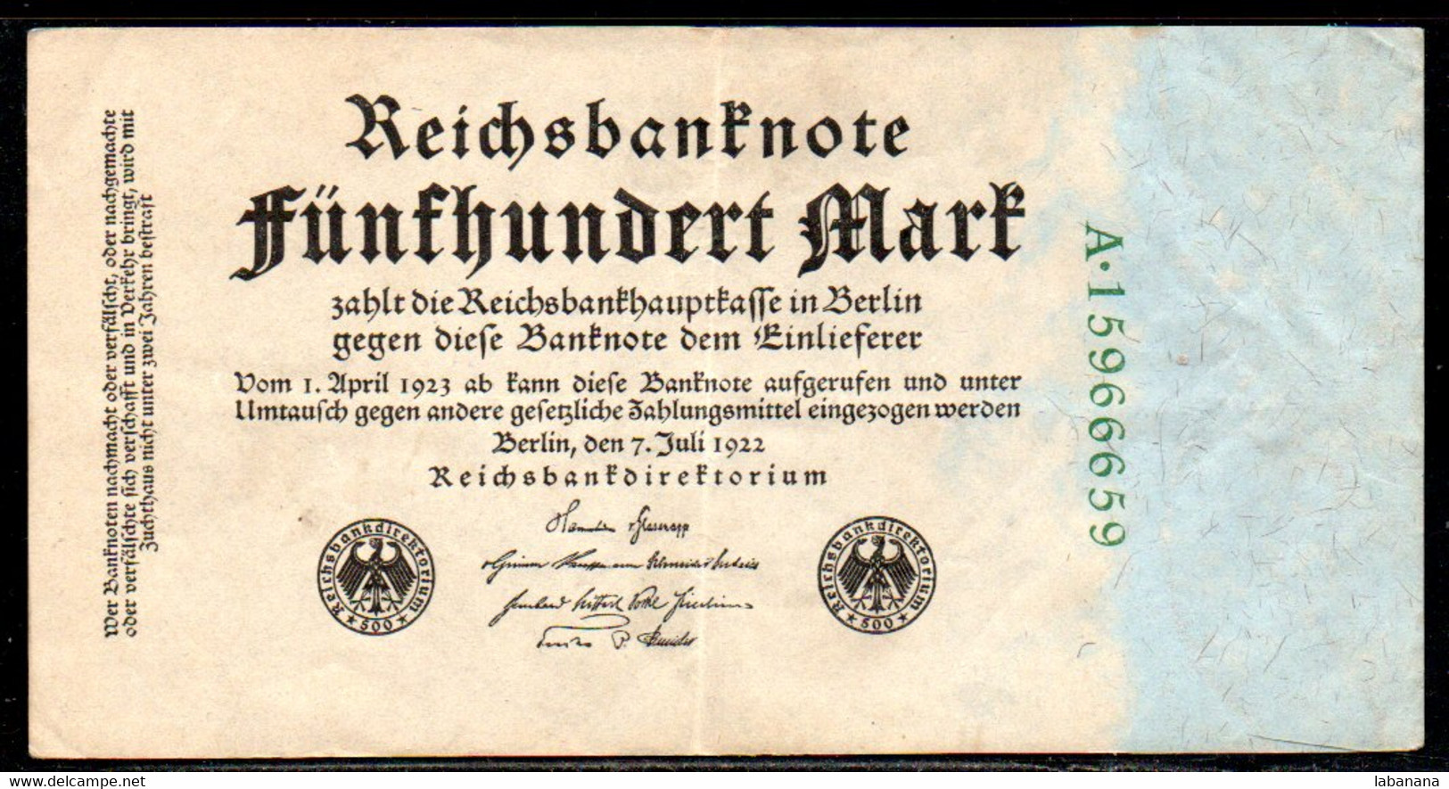 659-Allemagne 500m 1922 A159 - 500 Mark