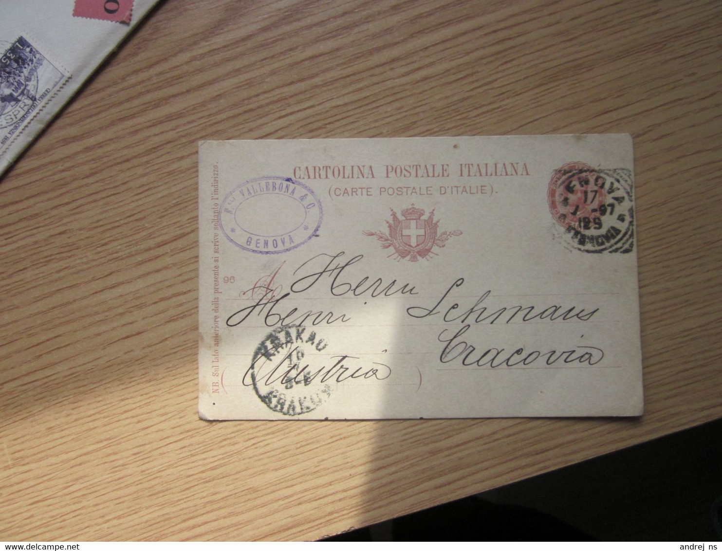 Cartolina Postale Italiana Genova  To Krakau 1897 - Sonstige & Ohne Zuordnung