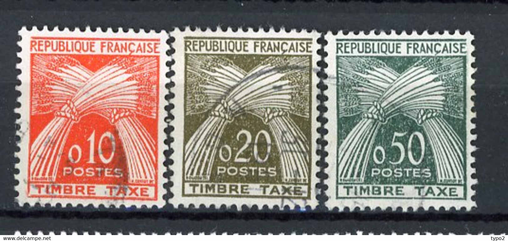 FR - TAXE - N° 91,92,93   ** MNH  10,20,50c  Gerbes TIMBRE TAXE  Cote 2,4 Euro  BE  2 Scans - 1960-.... Oblitérés