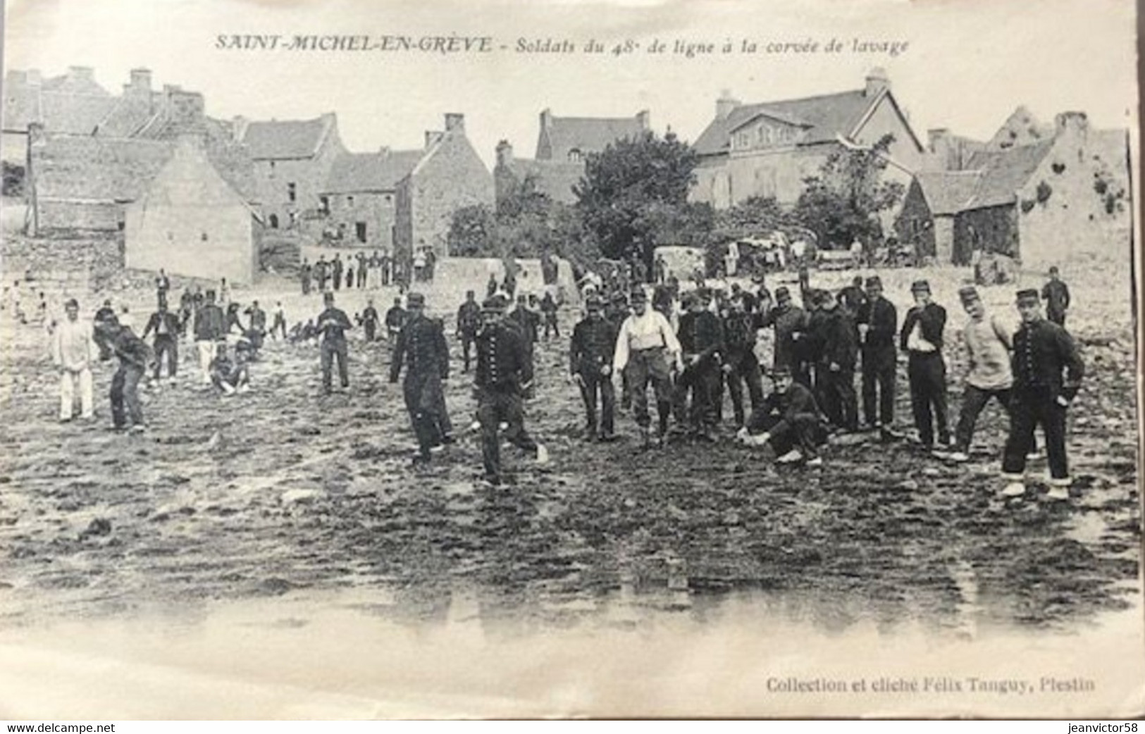 Saint - Michel- En -Grève Soldats Du 48 ° De Ligne à La Corvée De Lavage - Saint-Michel-en-Grève