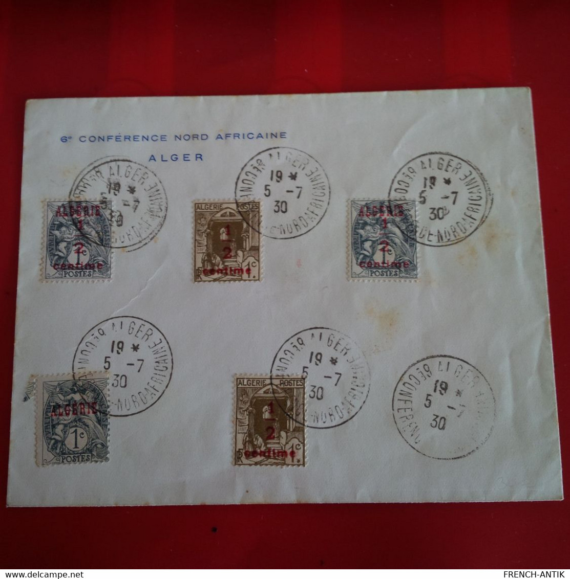 LETTRE ALGER 6E CONFERENCE NORD AFRICAINE TIMBRE AVEC SURCHARGE 1930 - Covers & Documents