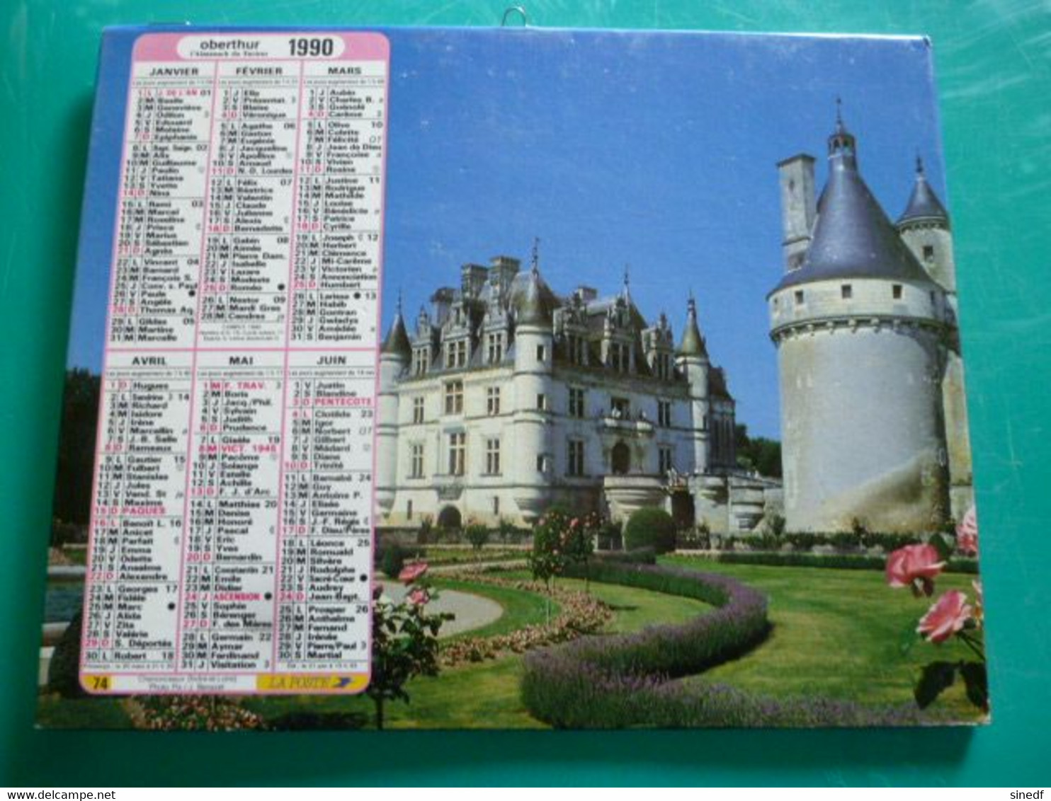 Calendrier 1990 Oberthur LES GETS Haute Savoie CHENONCEAUX Indre Et Loire  Almanach Facteur PTT POSTE Département Sarthe - Grand Format : 1991-00