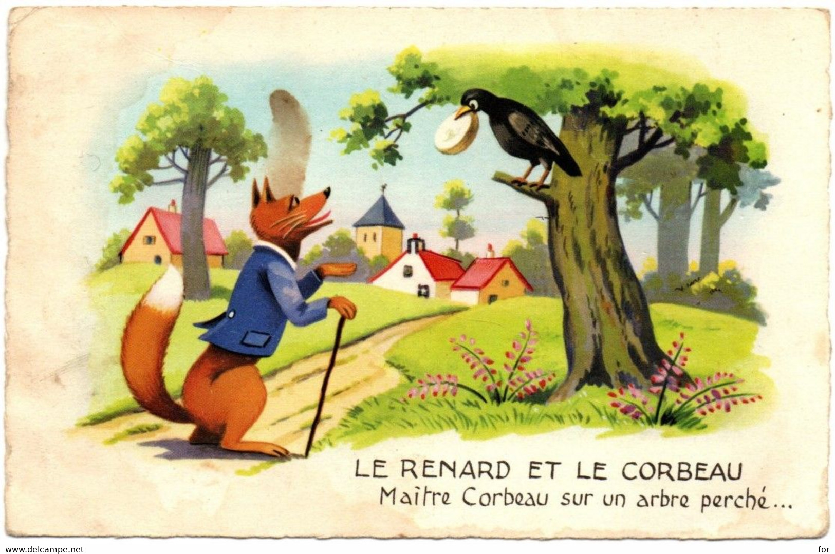 Conte - Fable : Le Renard Et Le Corbeau - Maître Corbeau.....: Illustrateur à Identifier : édition - J. G. : C. Perrault - Märchen, Sagen & Legenden