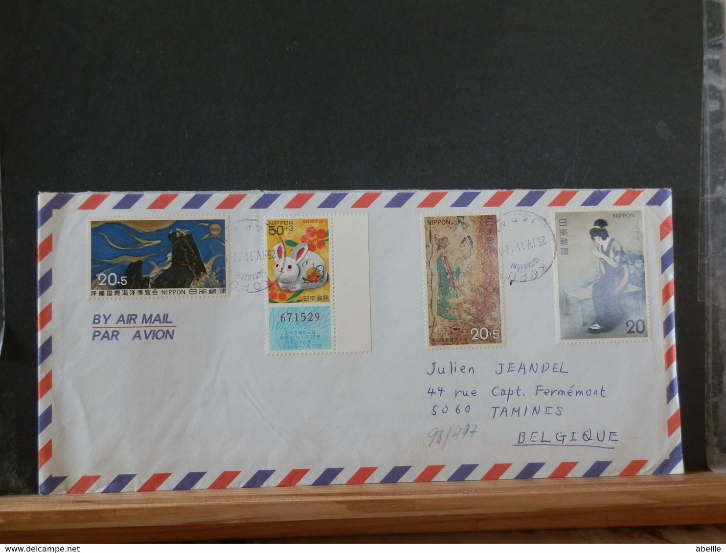 98/496  LETTRE JAPON POUR LA BELG. - Covers & Documents