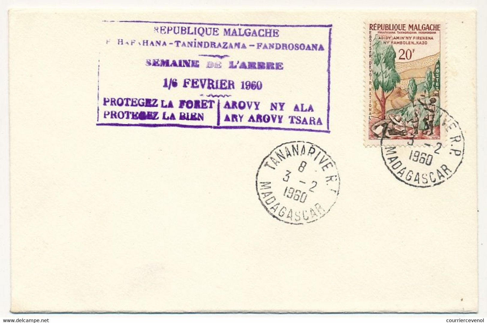 MADAGASCAR - Semaine De L'Arbre - TANANARIVE - 1/6 Février 1960 - Non Adressée - Madagascar (1960-...)