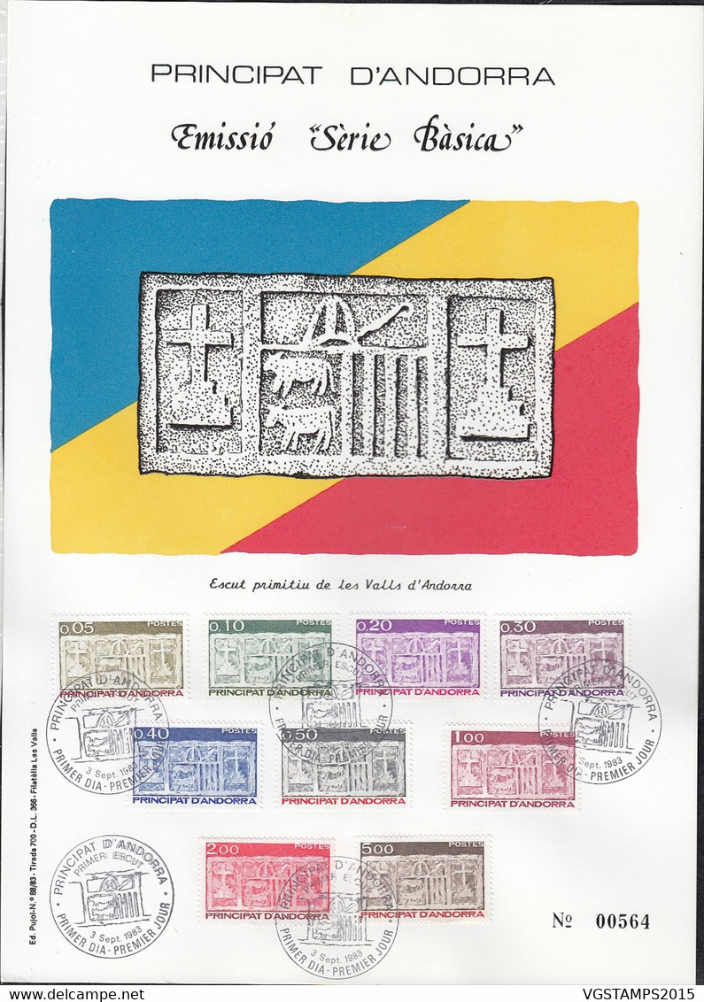 Andorre Français 1983 - FDC.- Premier Jour- Yvert Nº 316/324 Sur Encart Spécial.. Émission: Série Basique(VG) DC-10692 - Used Stamps