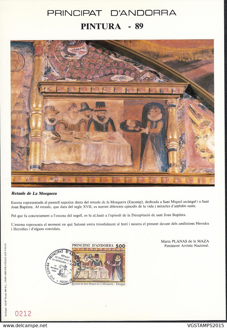 Andorre Français 1989 - FDC.- Premier Jour- Yvert Nº 384 Sur Encart Spécial.-Emission: Peinture..........(VG) DC-10696 - Gebraucht