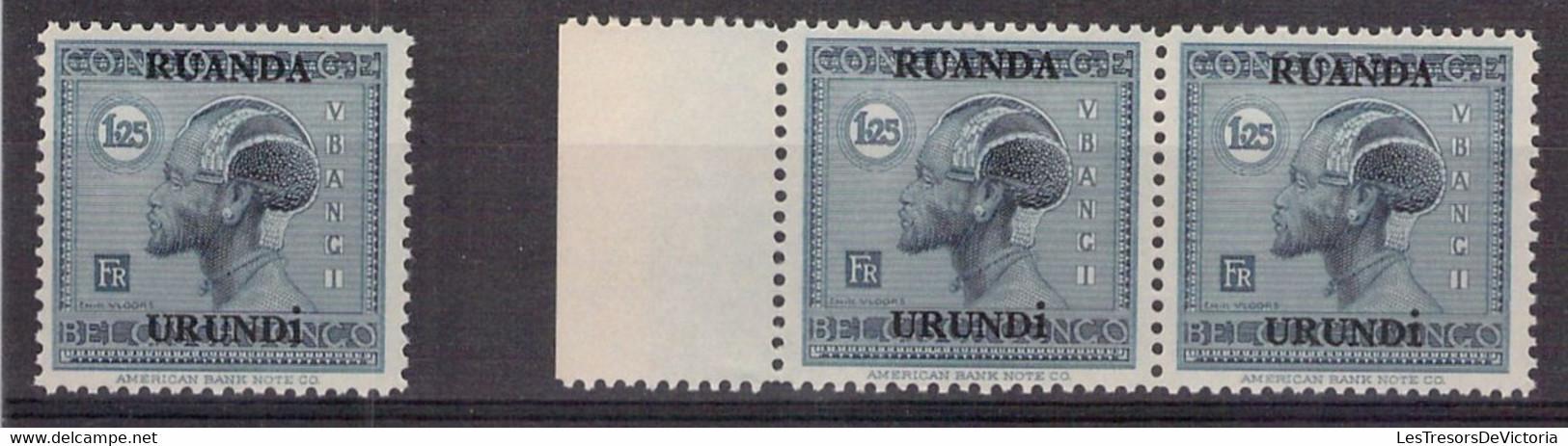 Ruanda Urundi - Lot De 11 COB 73 **MNH 1.25 Bleu Pale - 1925 - Cote 33 COB 2022 - Ongebruikt