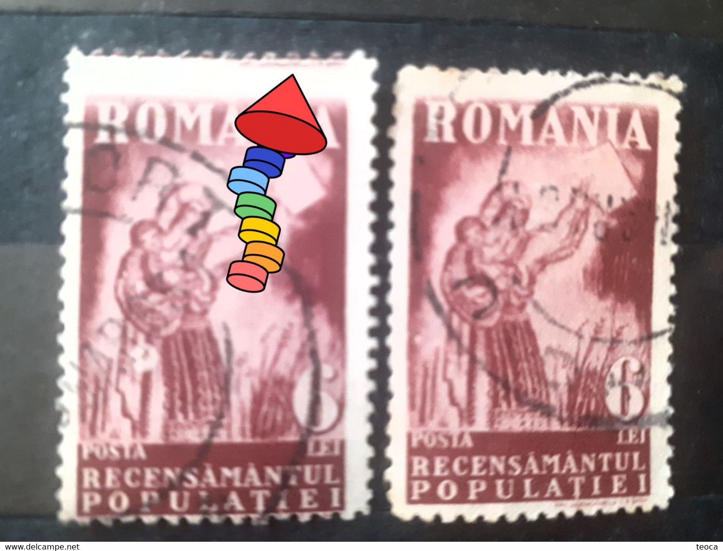 Errors Stamps Romania 1930  # Mi 396 With Author's Writing Above Out Of Frame - Abarten Und Kuriositäten