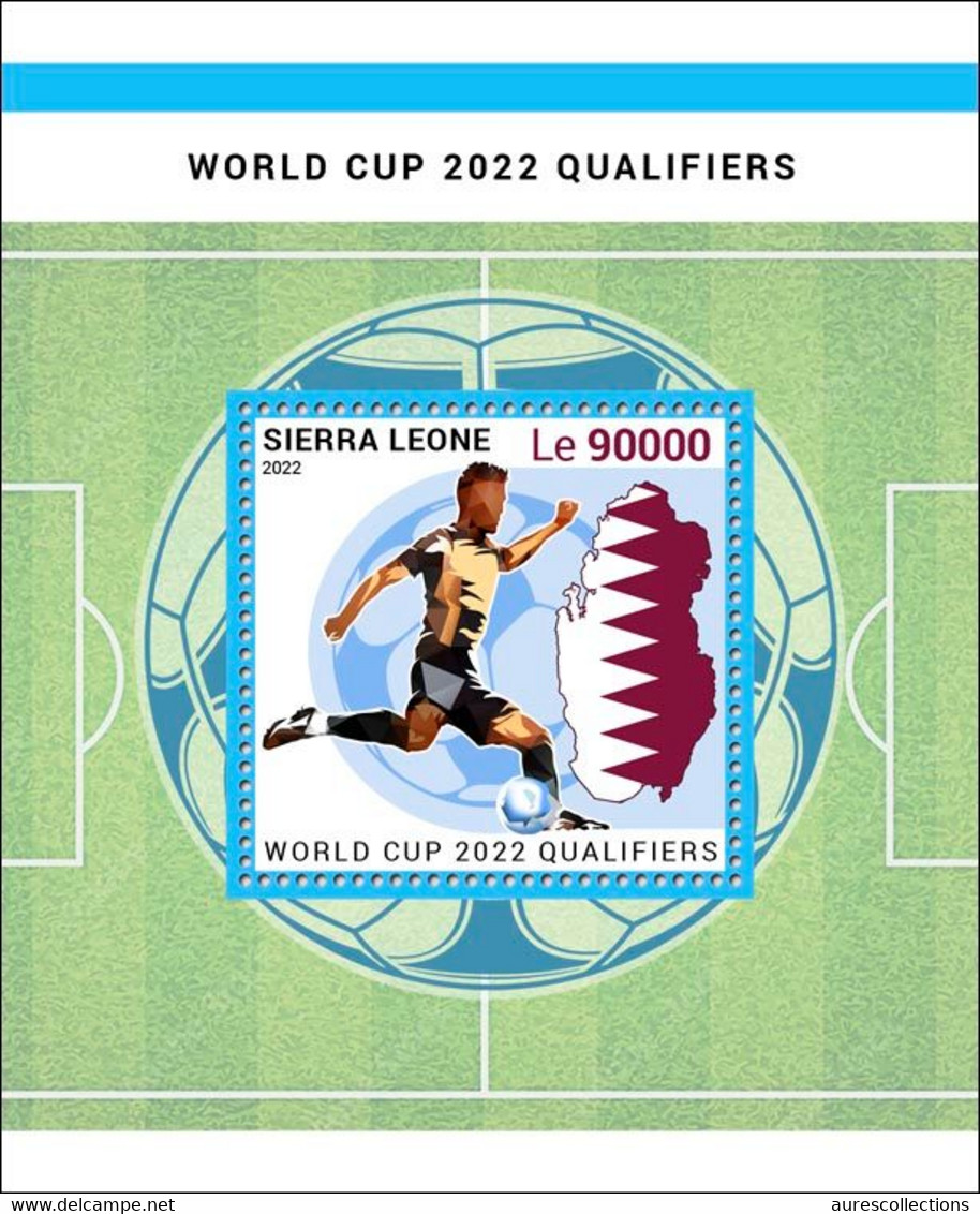 SIERRA LEONE 2022 - SOUVENIR SHEET - WORLD CUP FOOTBALL QATAR QUALIFIER SOCCER FLAGS MAP - MNH - 2022 – Qatar