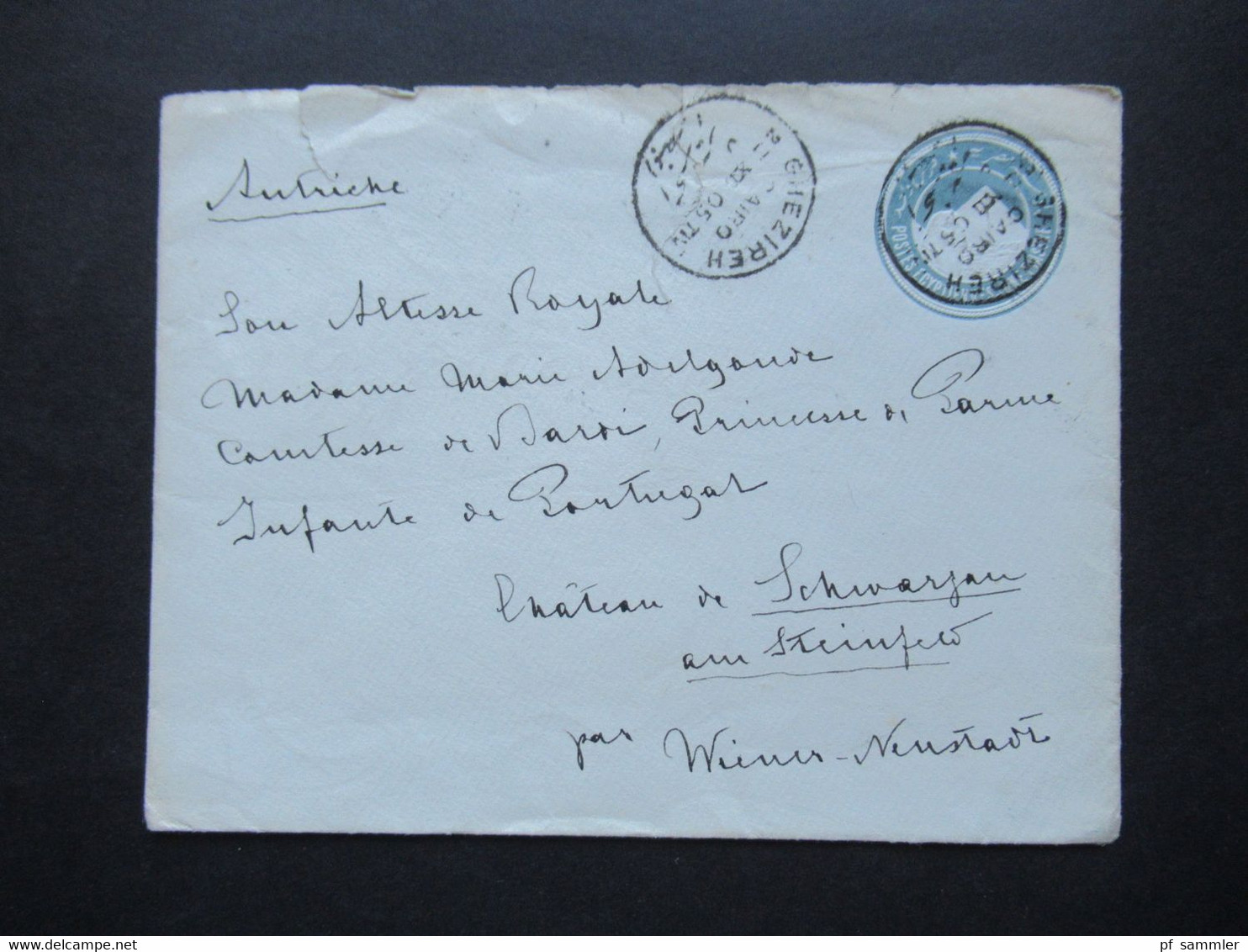 1905 Social Philately Son Altese Royale Madame Marie Comtesse De Bari Prizess Di Parme Im Schloss Schwarzau Am Steinfeld - 1866-1914 Khedivate Of Egypt