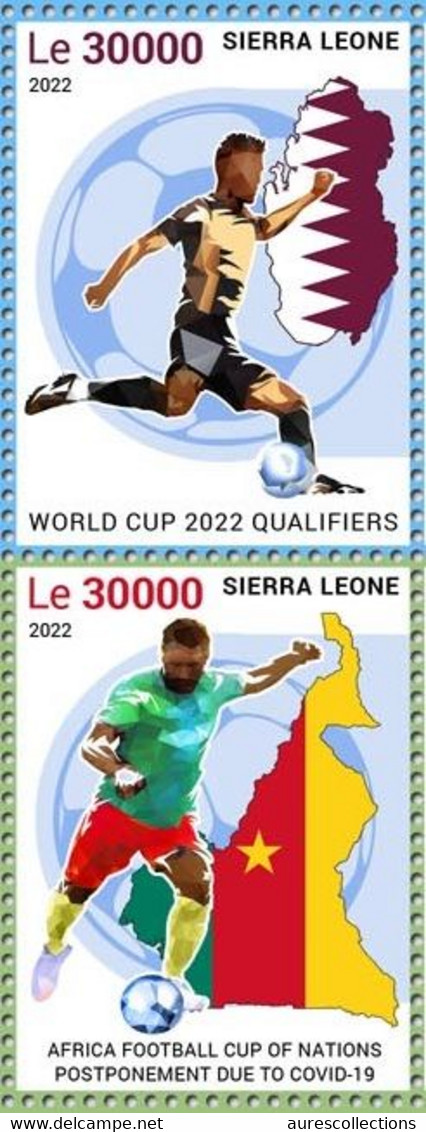 SIERRA LEONE 2022 STRIP 2V - PANDEMIC CORONAVIRUS COVID-19 FOOTBALL WORLD CUP QATAR QUALIFIER AFRICA CUP NATIONS MNH - 2022 – Qatar
