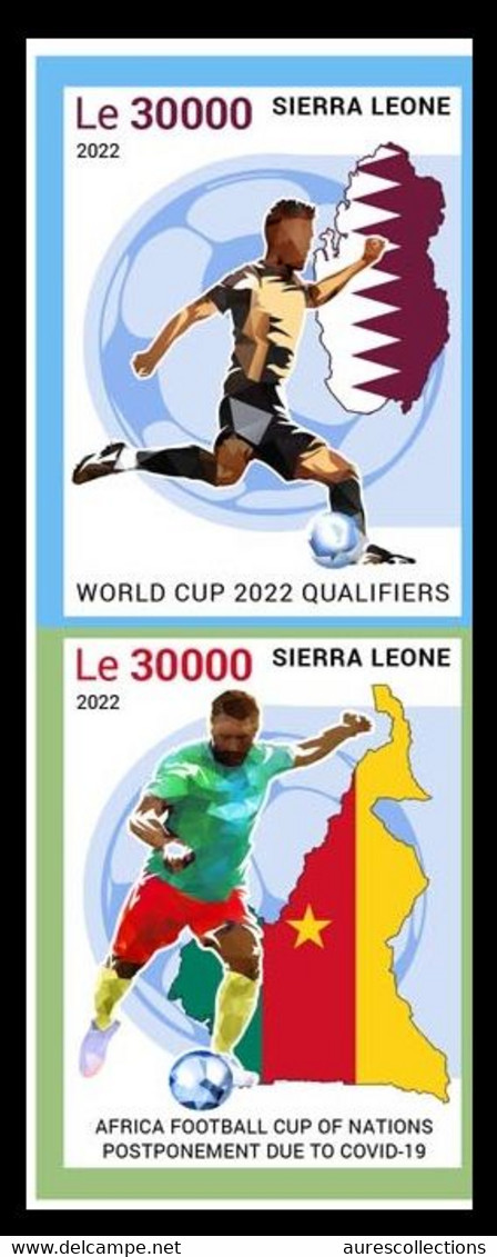 SIERRA LEONE 2022 IMPERF STRIP 2V - PANDEMIC CORONAVIRUS COVID-19 FOOTBALL WORLD CUP QATAR AFRICA CUP NATIONS MNH - 2022 – Qatar