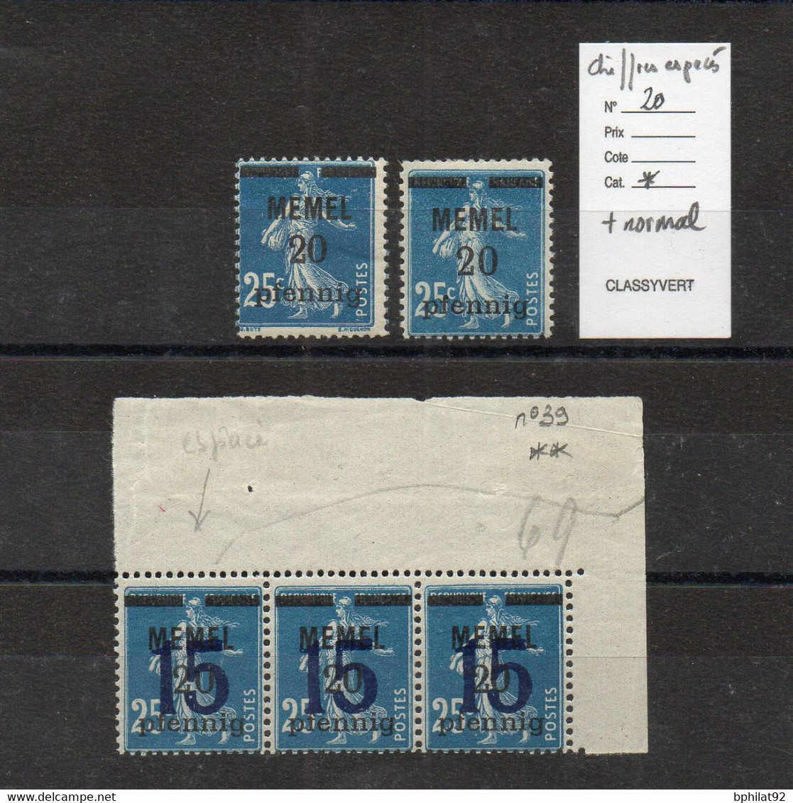 !!! MEMEL, LOT DE SEMEUSES AVEC VARIETES NEUVES */** - Unused Stamps