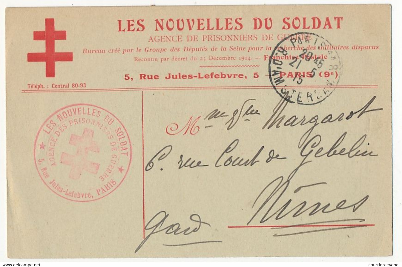 Carte Relative à Un PG Français - Les Nouvelles Du Soldat - Paris - 1915 - WW I