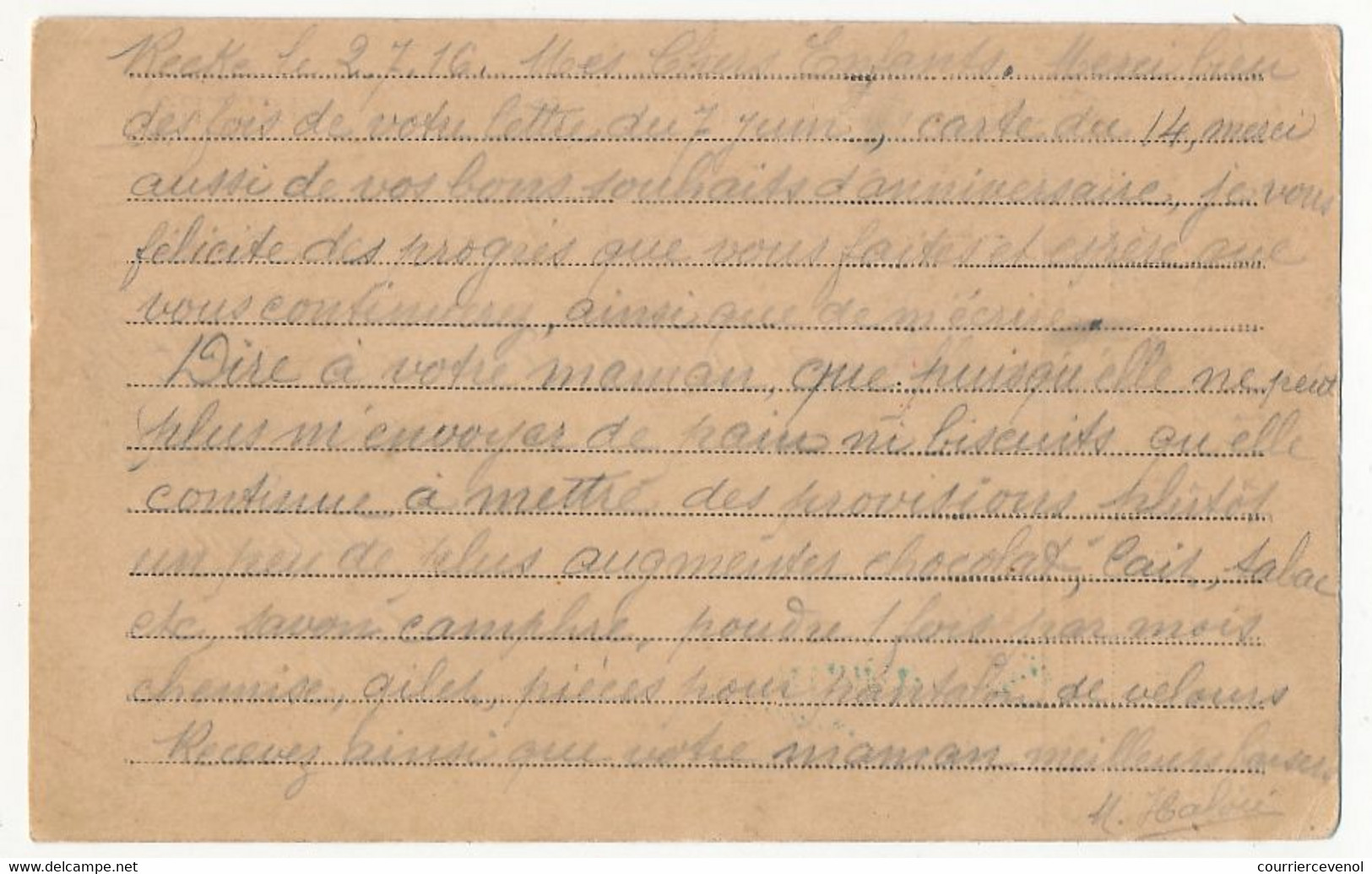 Carte Prisonnier Français - Camp De Münster I. Westf. - 5 Juillet 1916 - Censure - 1. Weltkrieg 1914-1918