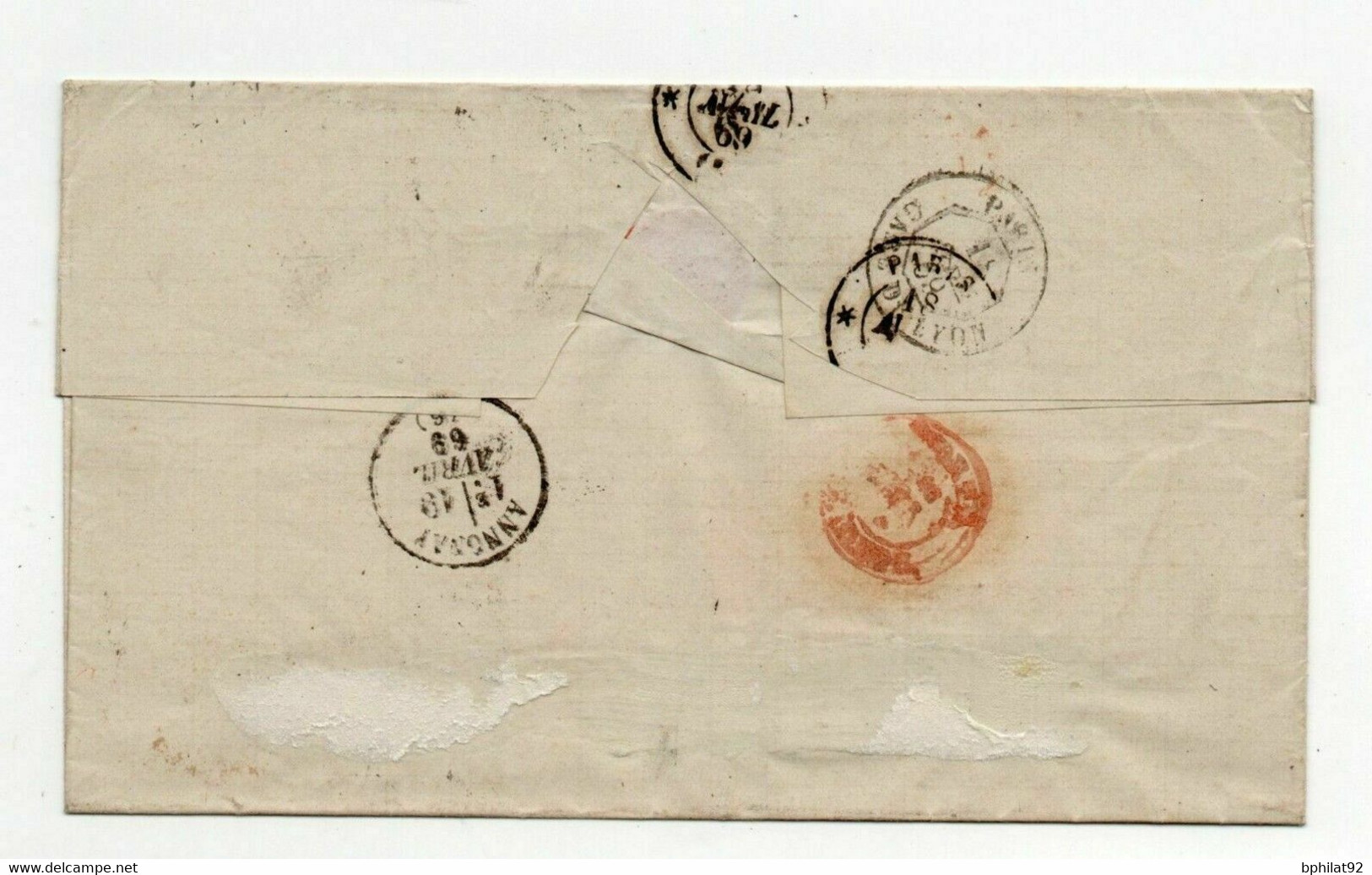 !!! ESPAGNE, LETTRE DE SALAMANQUE DE 1869 POUR LA FRANCE, TAXEE A L'ARRIVEE - Covers & Documents