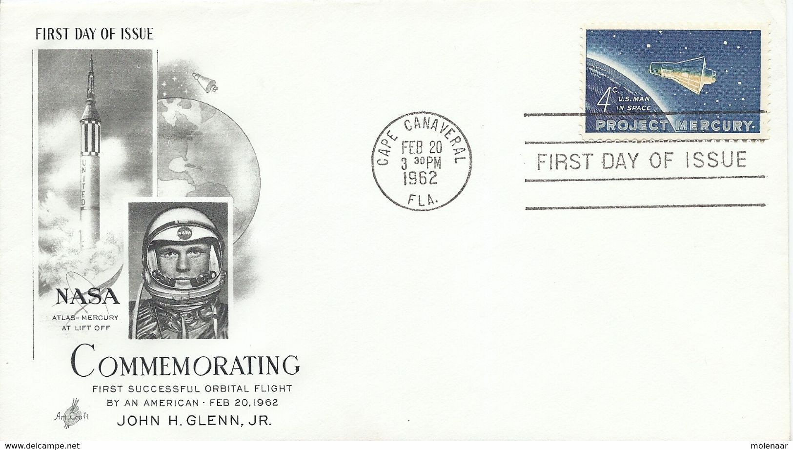Verenigde Staten FDC Commemorating Orbital Fligfht Of John H. Glenn. Jr. 20-feb-1962 (6044) - América Del Norte