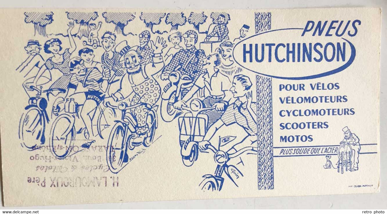 Lot 3 Buvards Pneus Hutchinson Vélos, Vélomoteurs, Scooters, Motos, Solex, Dessin De Mich, Tampon Lamouroux, Tarascon - Transporte