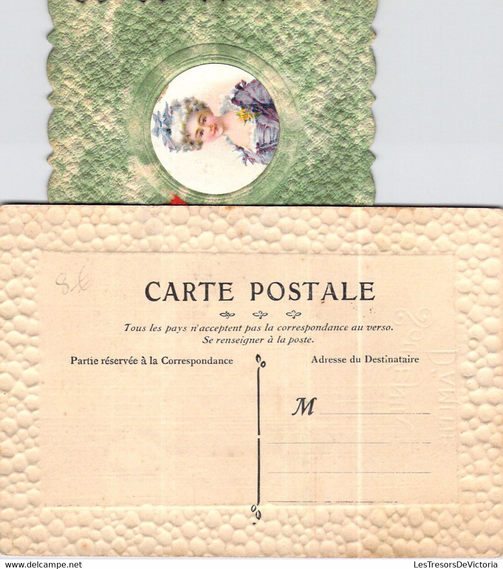 CPA Fantaisie Souvenir D'amitié - A Système Le Prtrait S'ouvre Pour Dire Son Message - Mechanical