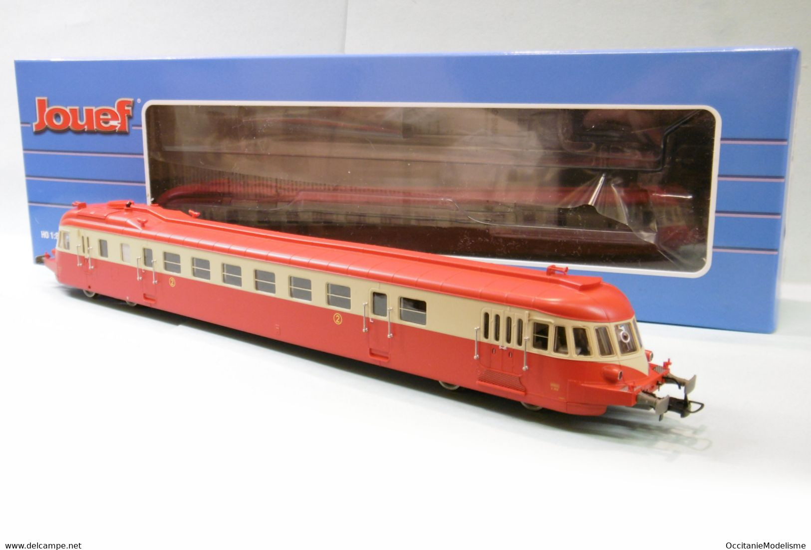 Jouef - Autorail ABJ4 X 3613 Rouge/beige Toit Rouge SNCF ép. IV DCC Sound Réf. HJ2411S Neuf HO 1/87 - Locomotieven