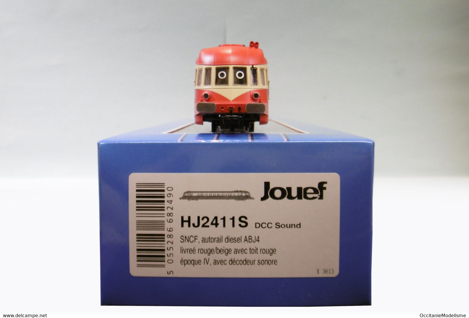 Jouef - Autorail ABJ4 X 3613 Rouge/beige Toit Rouge SNCF ép. IV DCC Sound Réf. HJ2411S Neuf HO 1/87 - Locomotieven