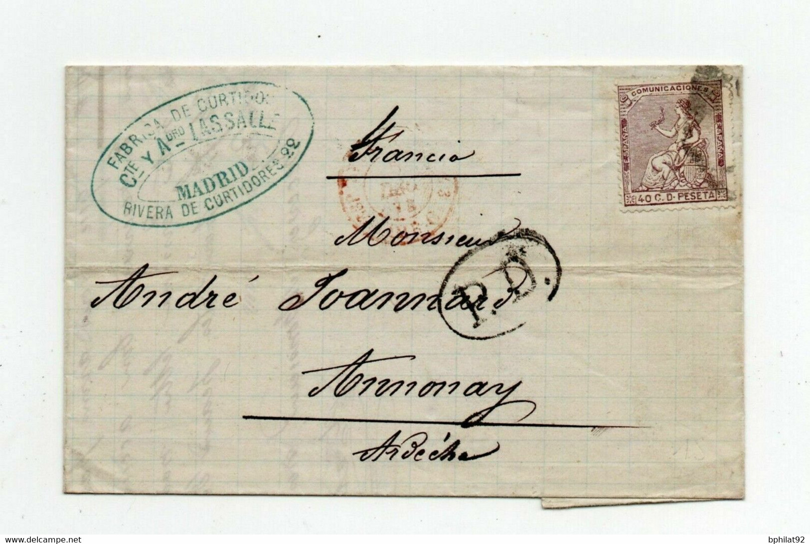 !!! ESPAGNE, LETTRE DE MADRID DE 1873 POUR LA FRANCE, AVEC TEXTE - Covers & Documents