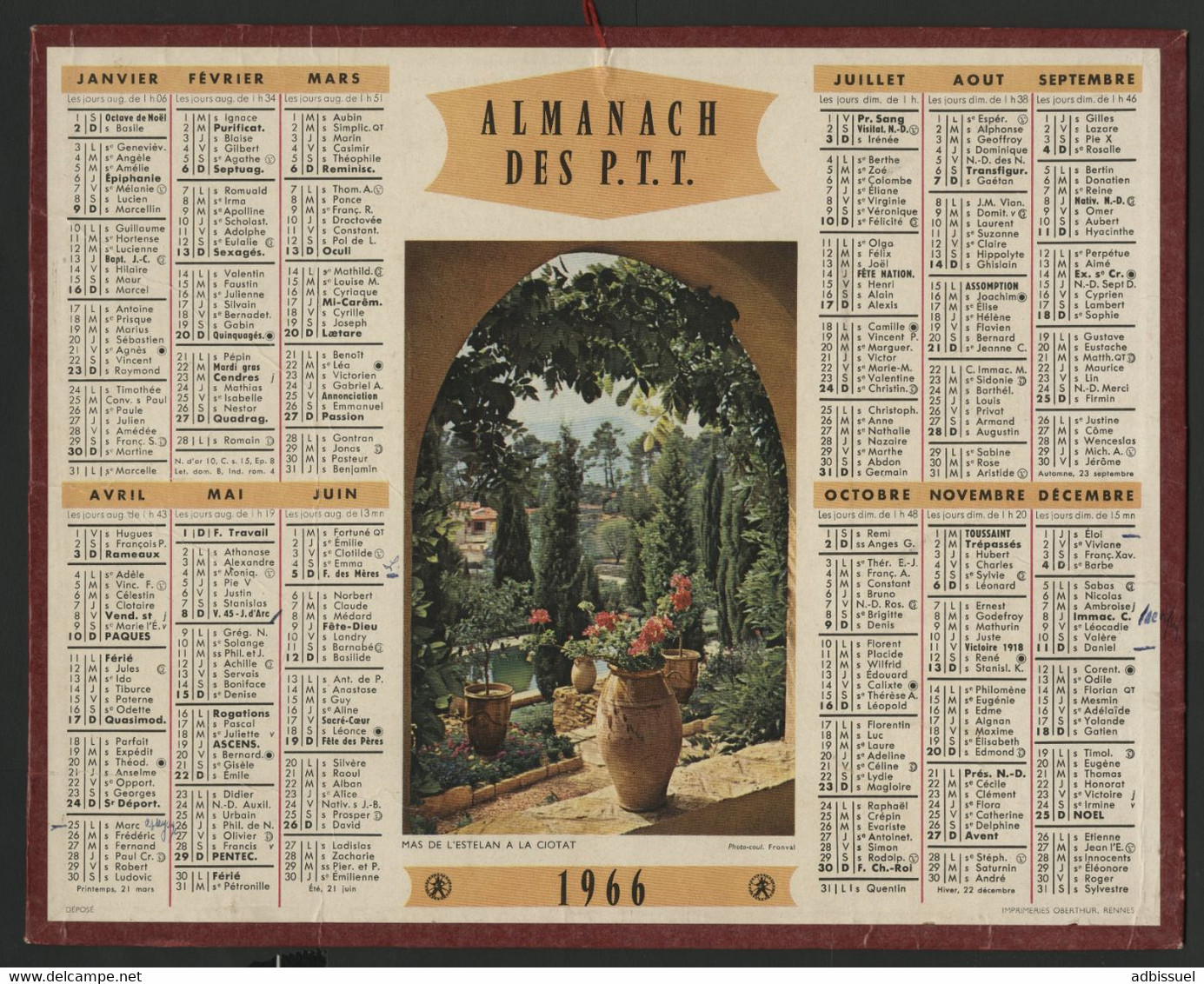 Ensemble de 14 Almanachs de France entre 1947 et 1978. DROME et LOIRE (26 et 42) Voir description détaillée