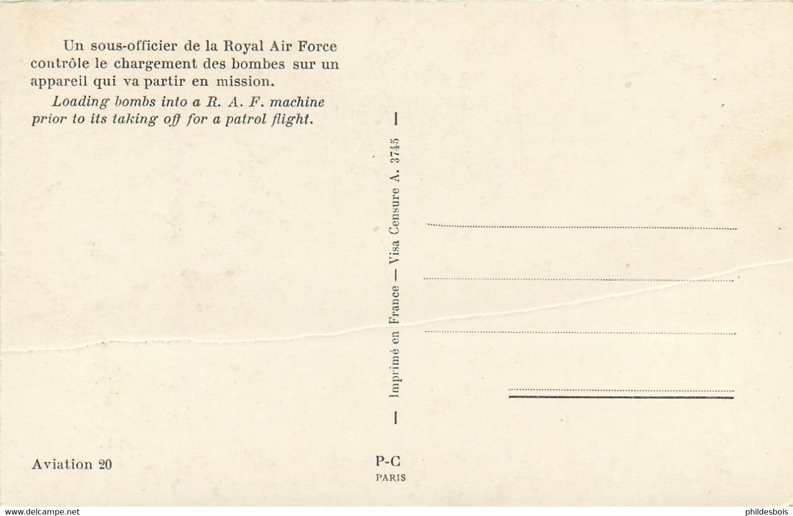 ROYAL AIR FORCE  Sous Officier Controle Le Chargement Des Bombes (legerpliucentr) - 1939-1945: 2a Guerra