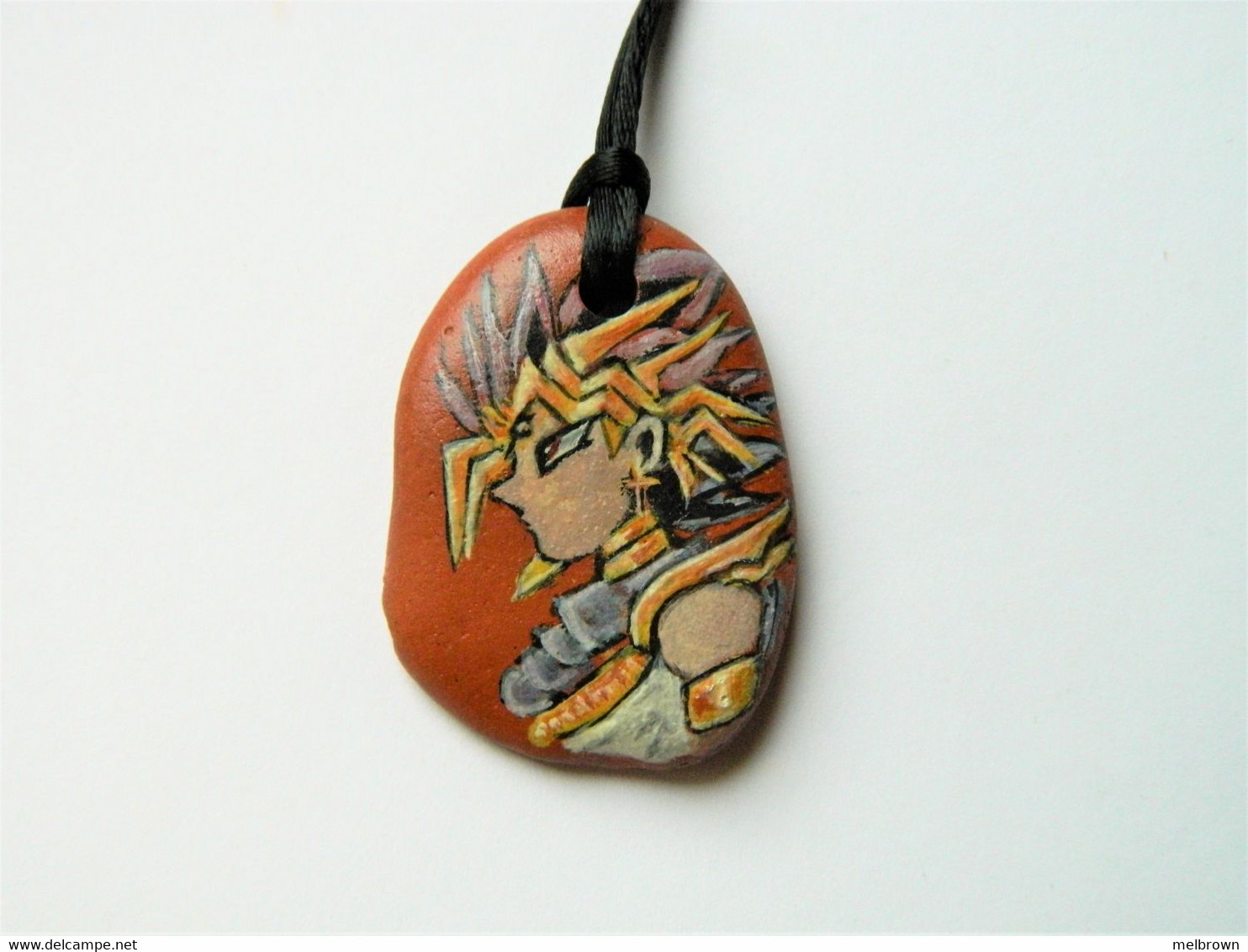 Yugi Hand Painted On A Terracotta Tile Pendant - Other & Unclassified